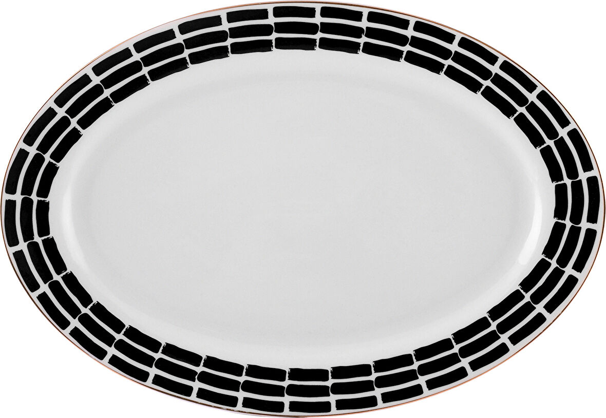 Karaca Monstera Porselen Şerit Çizgili Kayık Tabak 35 Cm