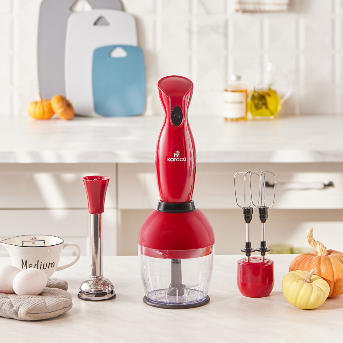 Karaca Profoodmix 3'lü Blender Set Kırmızı 1000w