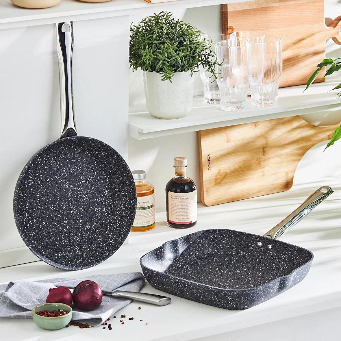 Karaca Biogranit Navy Stone Grill Tava Set