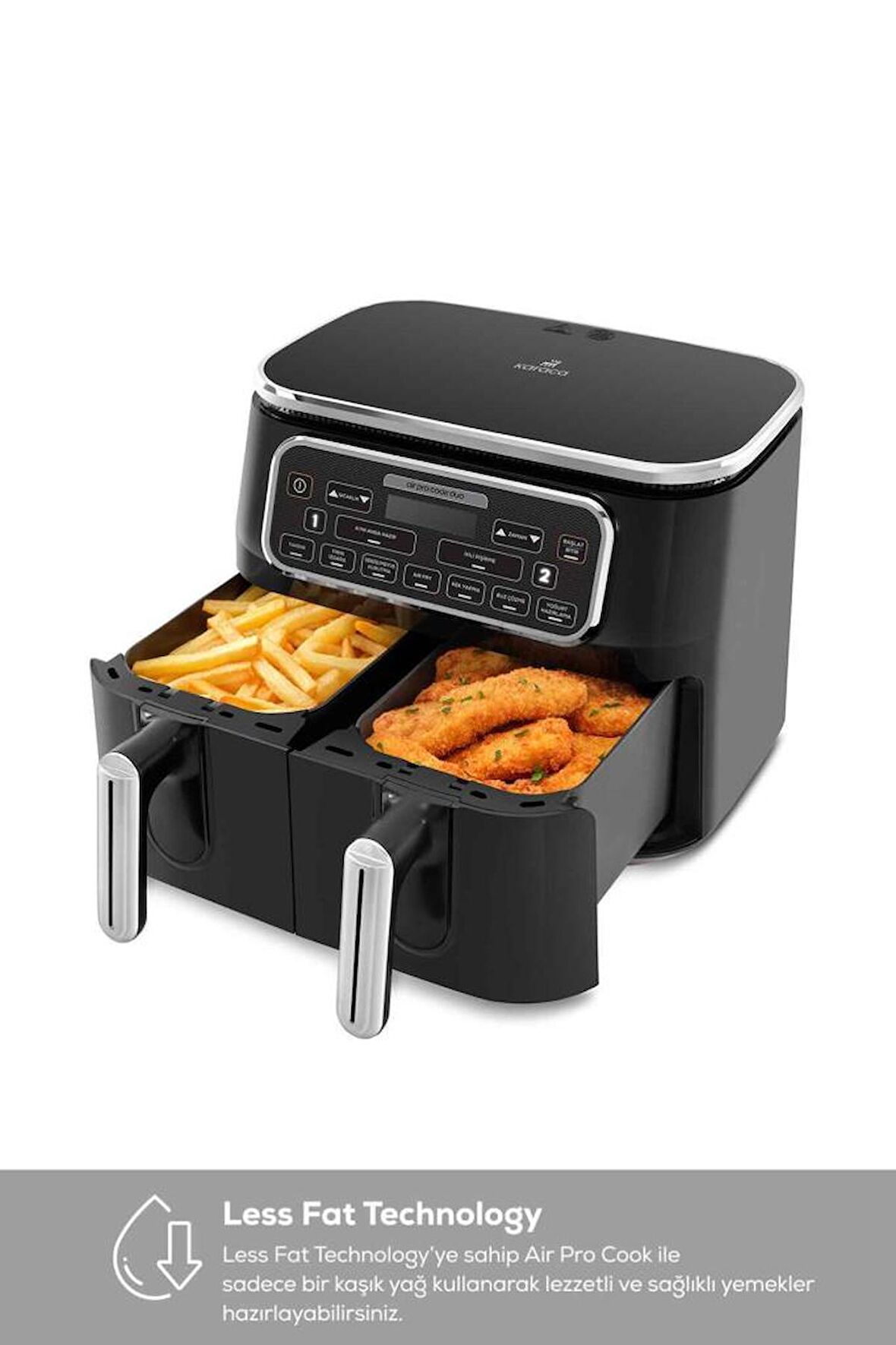 Karaca Air Pro Cook Duo Tandır XXXL 4+4 Litre Black Silver Airfryer 