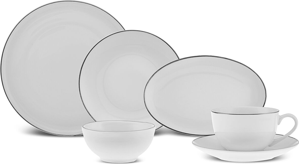 Karaca Marcelo New Bone 26 Parça 6 Kişilik Kahvaltı/servis Takımı Platin