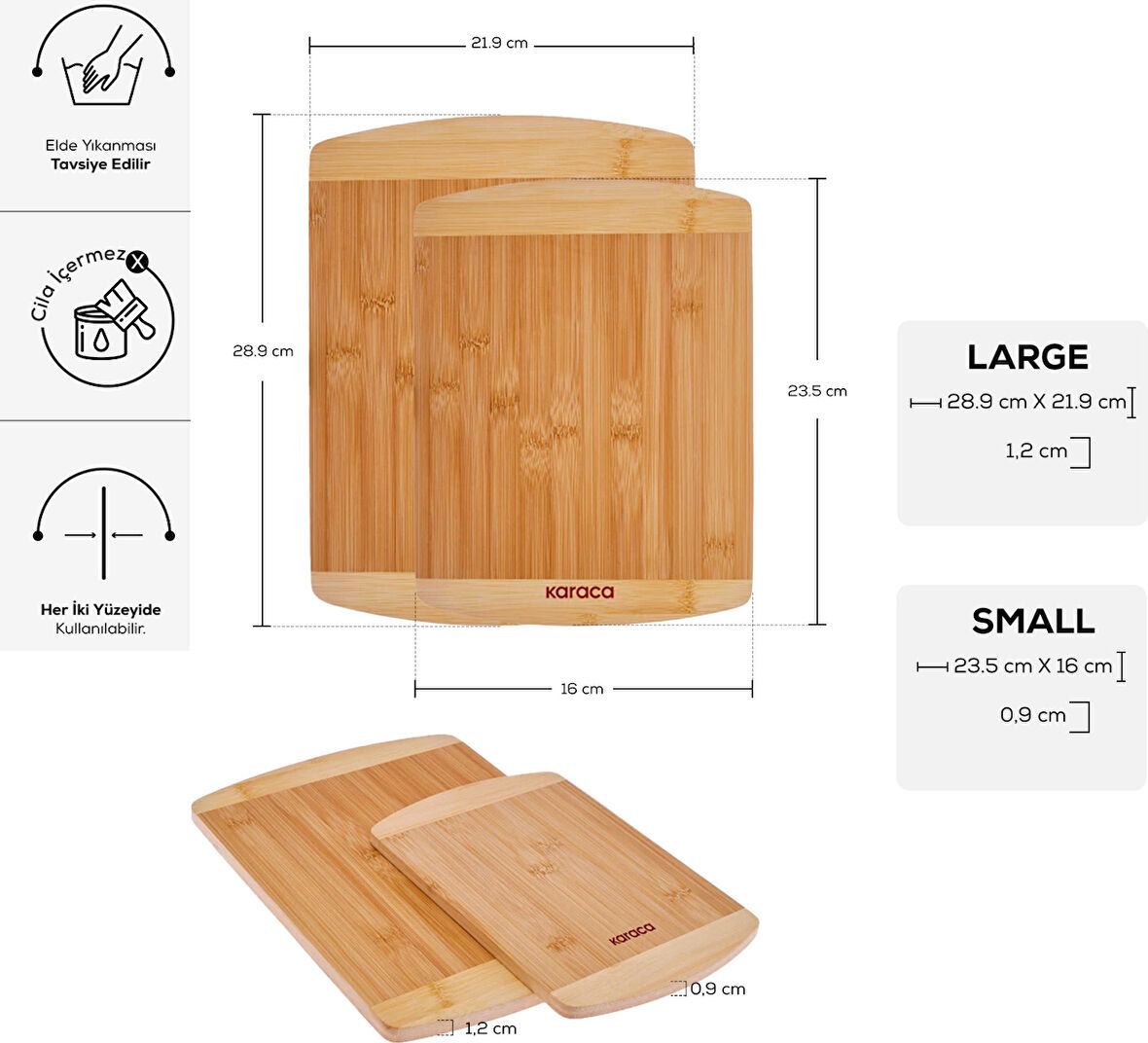 Karaca Alya 2'li Bambu Kesme Tahtası