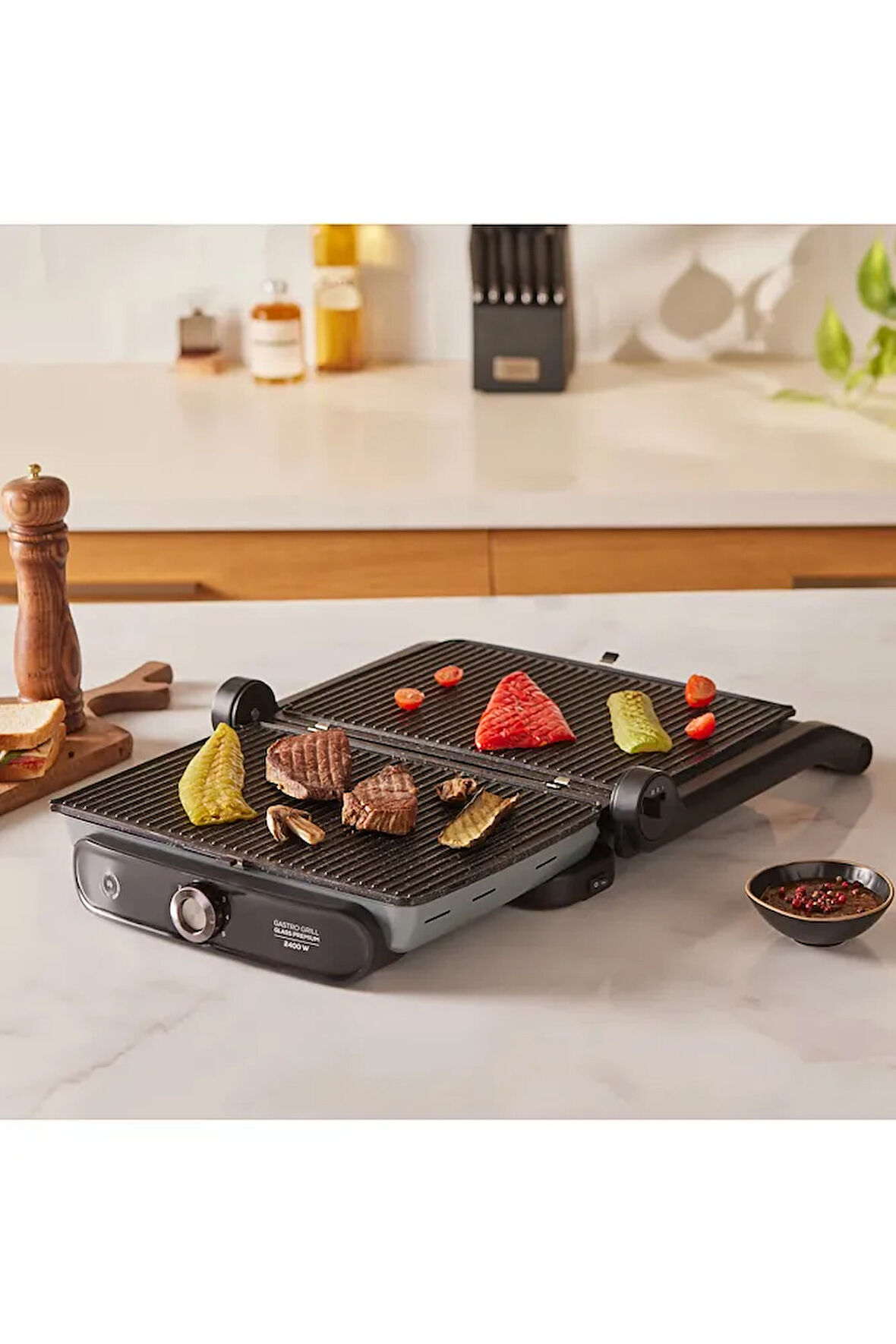 Karaca Gastro Grill Glass Premium Tost Makinesi COOL GRAY 2400W