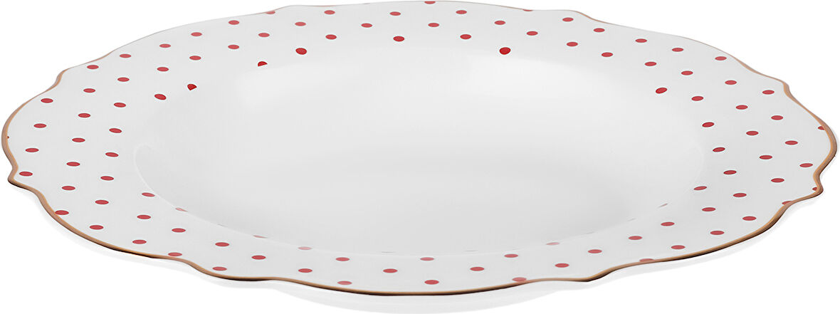 Karaca New Romantic Puantiyeli Çukur Tabak 24 cm Kırmızı