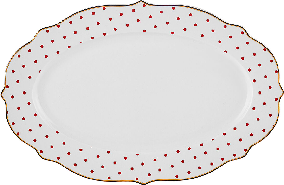 Karaca New Romantic Puantiyeli Kayık Tabak 30 cm Kırmızı