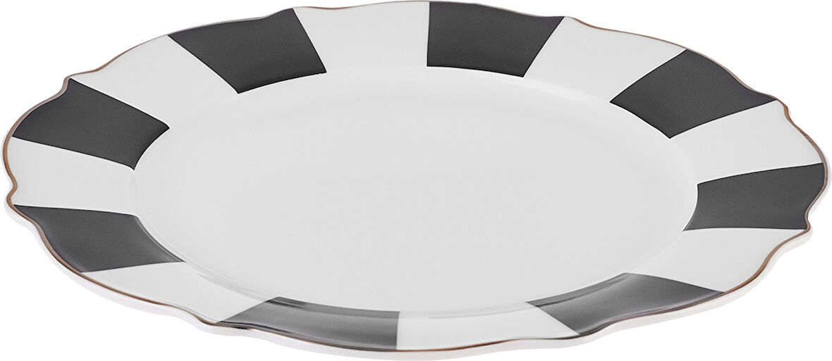 Karaca New Romantic Kalın Çizgili Pasta Tabağı 21 cm Siyah