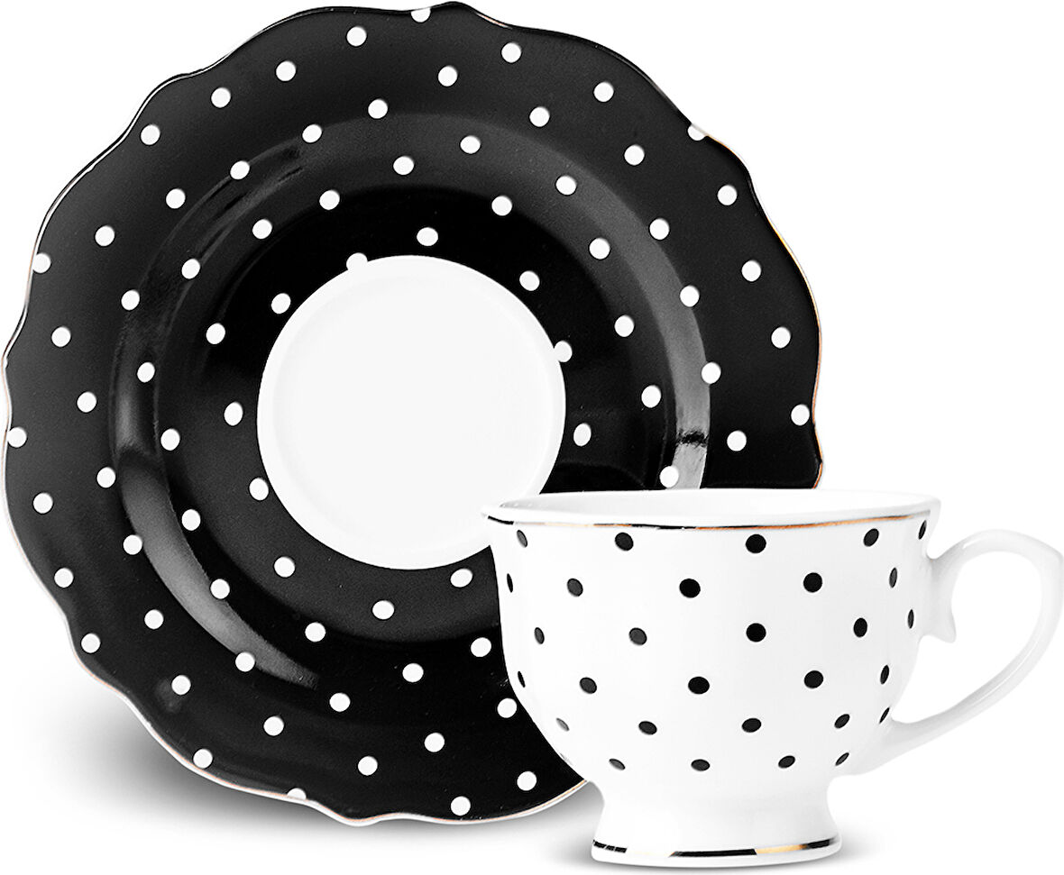 Karaca New Romantic Puantiyeli Çay Fincanı 220 ml Siyah