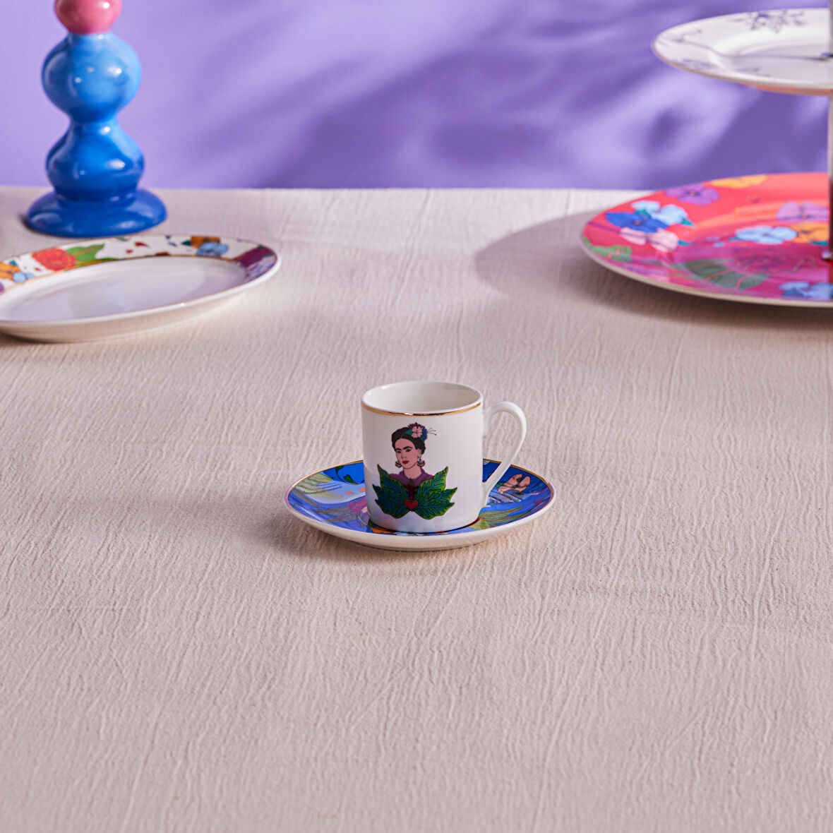 Karaca Frida Kahve Fincanı Ve Tabağı Mavi 90 ml