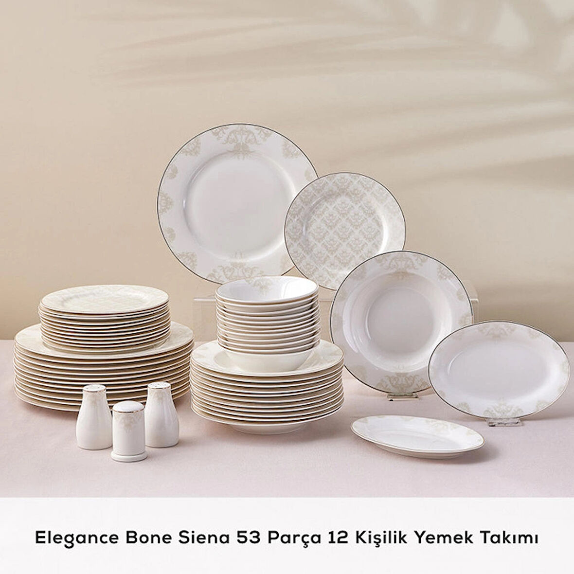 Karaca Elegance Bone Siena 53 Parça 12 Kişilik Yemek Takımı Gold