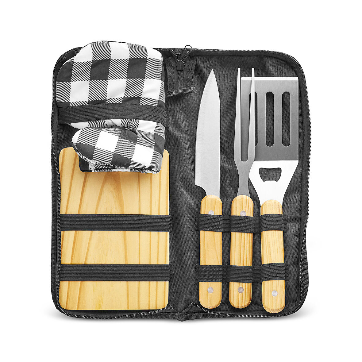 Karaca Taşınabilir 6 Parça Ahşap Saplı Barbekü/Mangal Seti