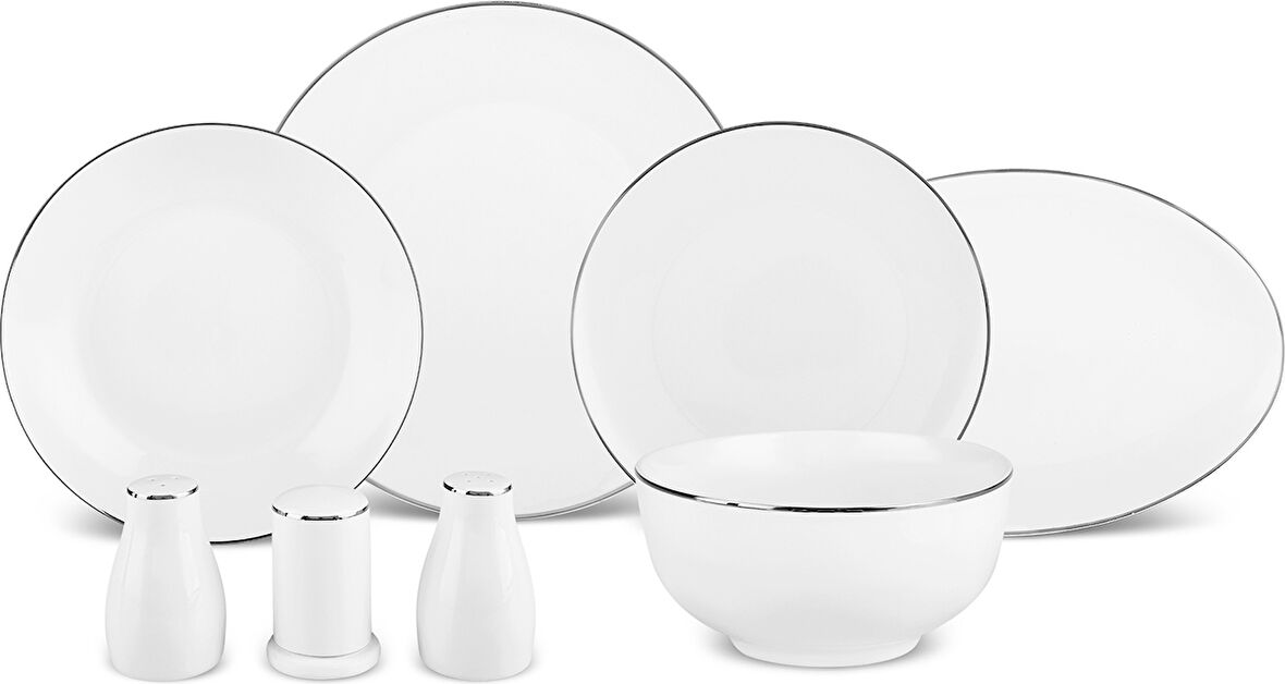Karaca Elegance Bone Floda 53 Parça 12 Kişilik Yemek Takımı Platin
