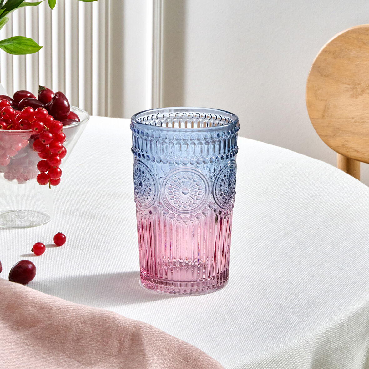 Karaca Sunflower Meşrubat Bardağı 332 Ml Mavi Pembe