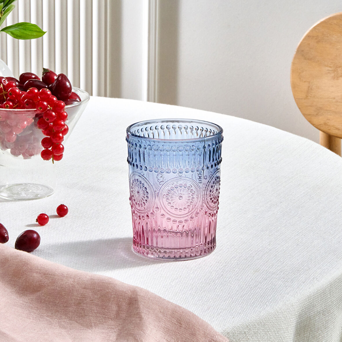 Karaca Sunflower Su Bardağı 250 Ml Mavi Pembe