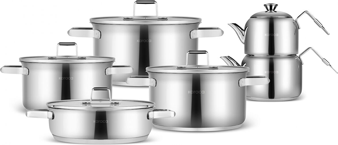Karaca Valora 11 Parça İndüksiyon Tabanlı Çelik Tencere Seti
