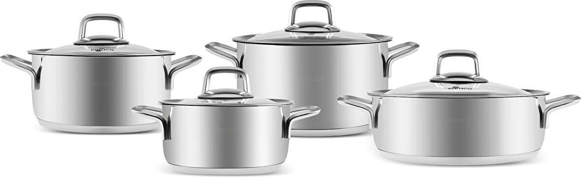 Karaca Pekin Powersteel 316+ 8 Parça İndüksiyon Tabanlı Çelik Tencere Seti