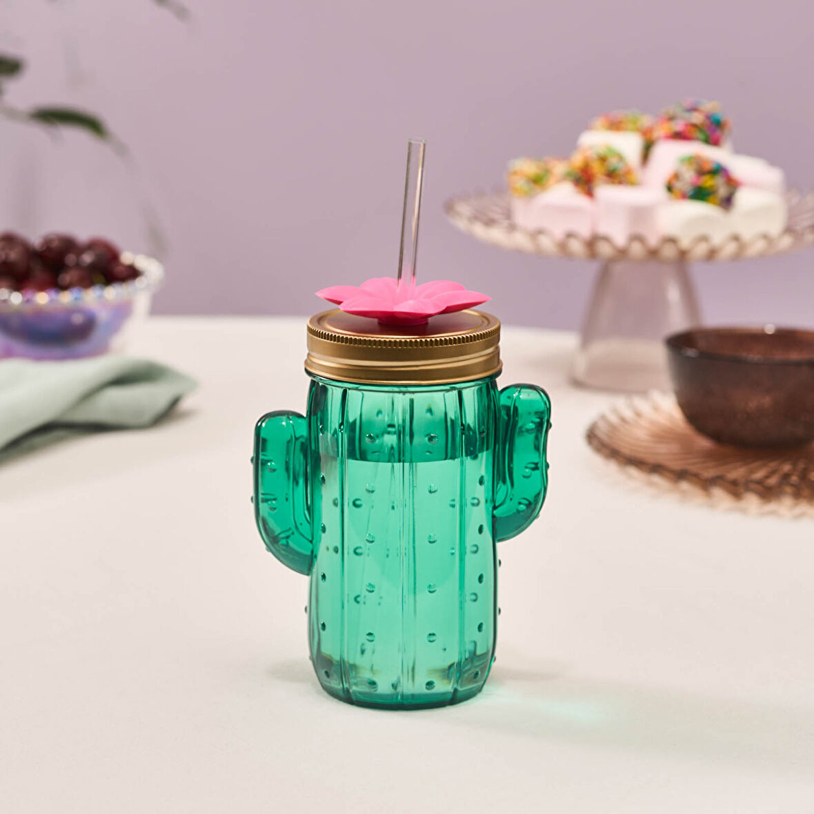 Karaca Kaktüs Transparent Pipetli Su Şişesi 350 Ml