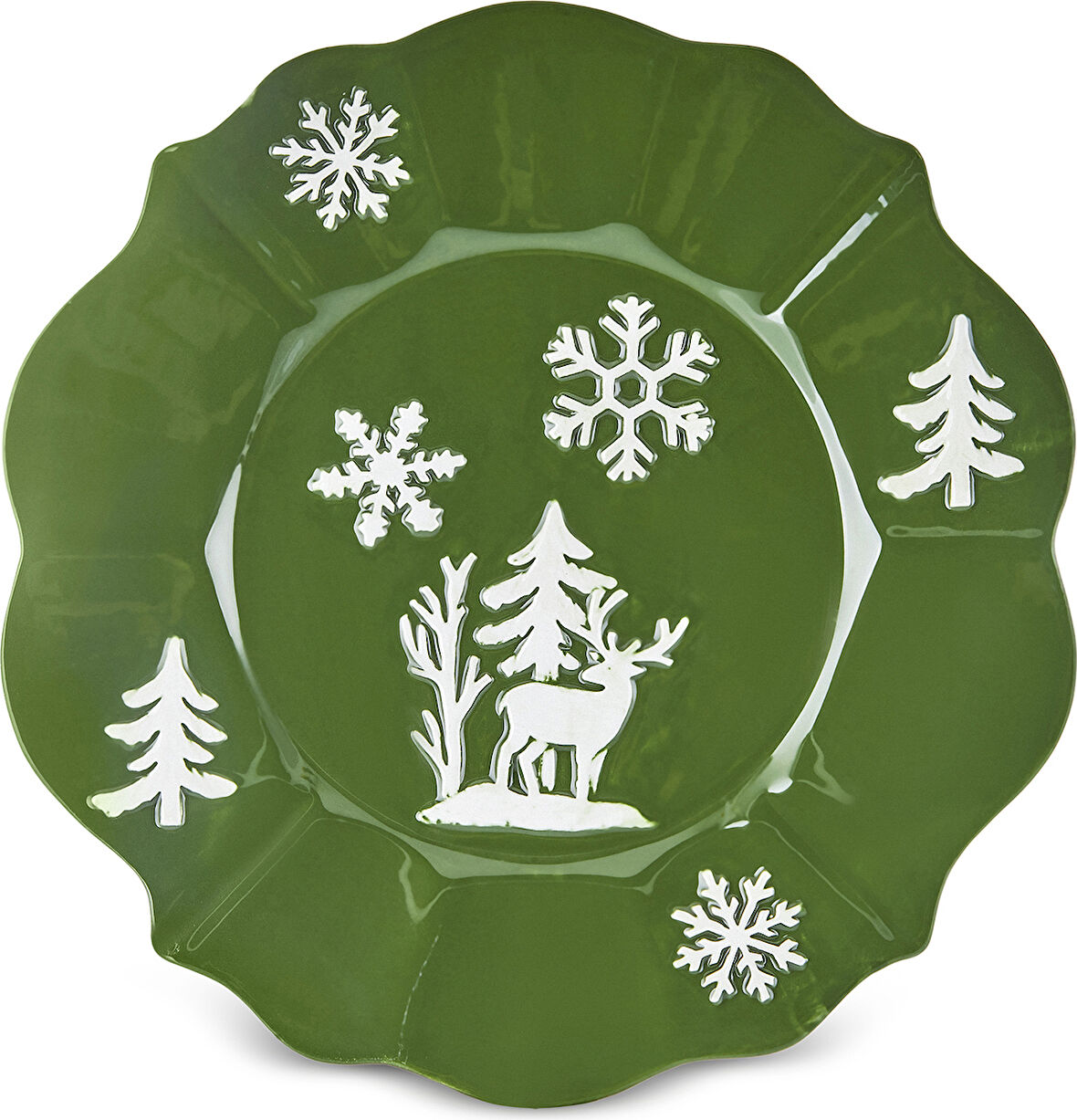 Karaca New Year Yılbaşı Snowy Pasta Tabağı 24 cm Yeşil