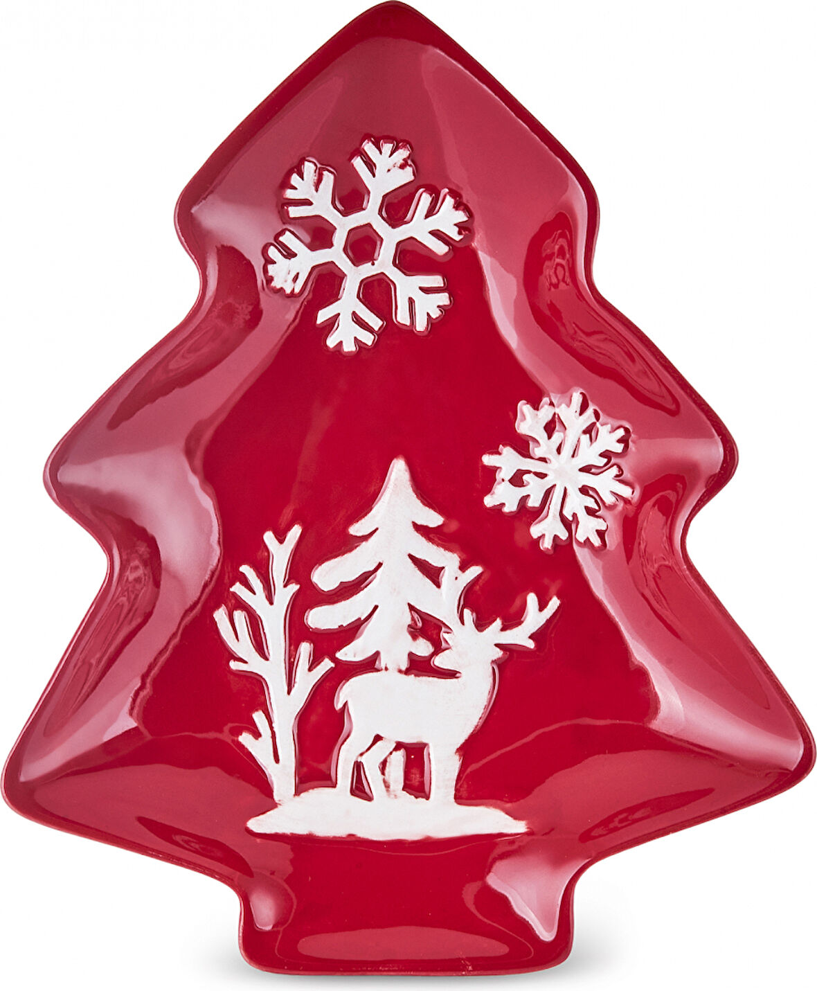 Karaca New Year Yılbaşı Snowy Servis Tabağı 18 Cm Kırmızı