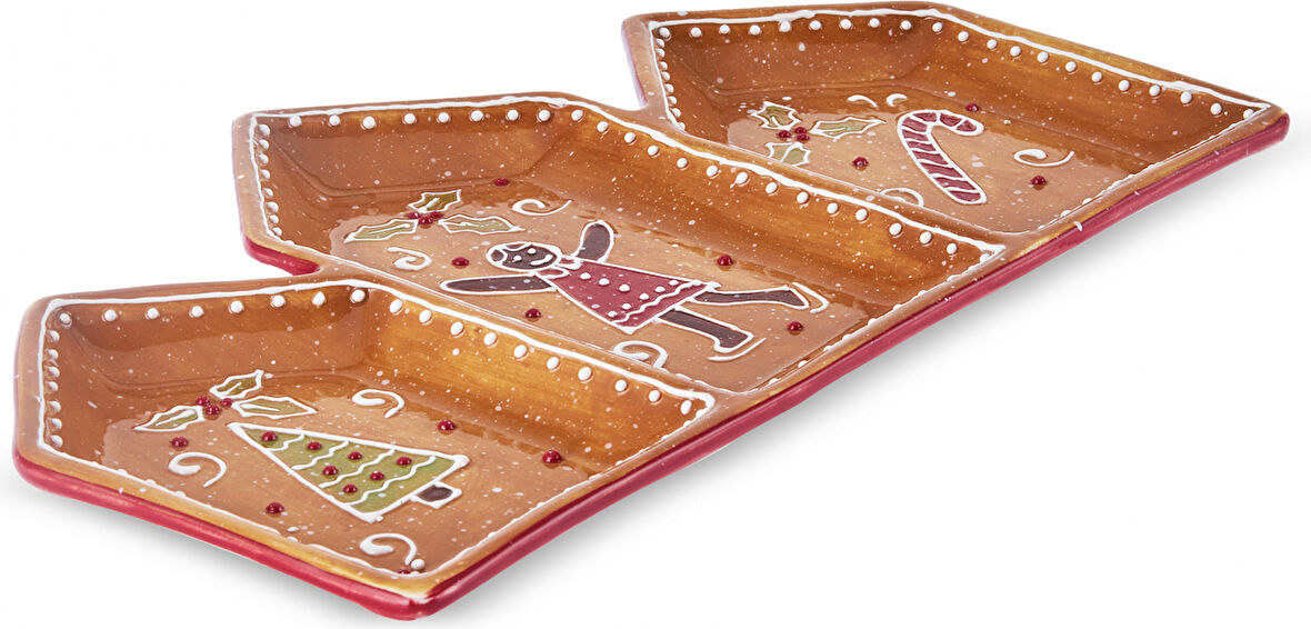 Karaca New Year Yılbaşı Gingerbread Triplate Servis Tabağı