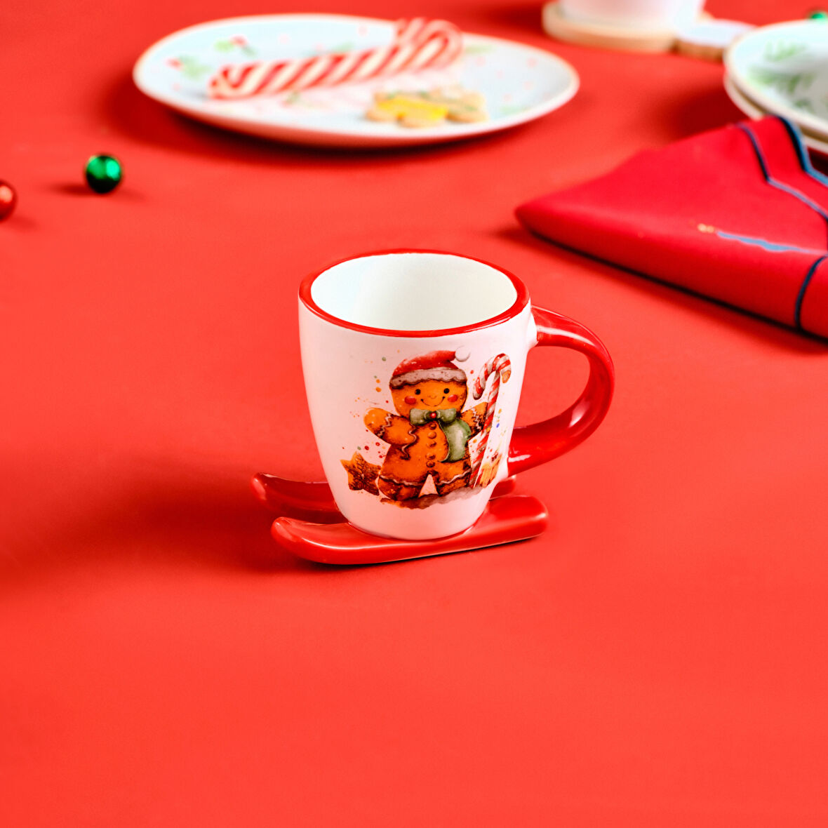 Karaca New Year Yılbaşı Sevimli Kurabiye Adam Kahve Fincanı 300 ml