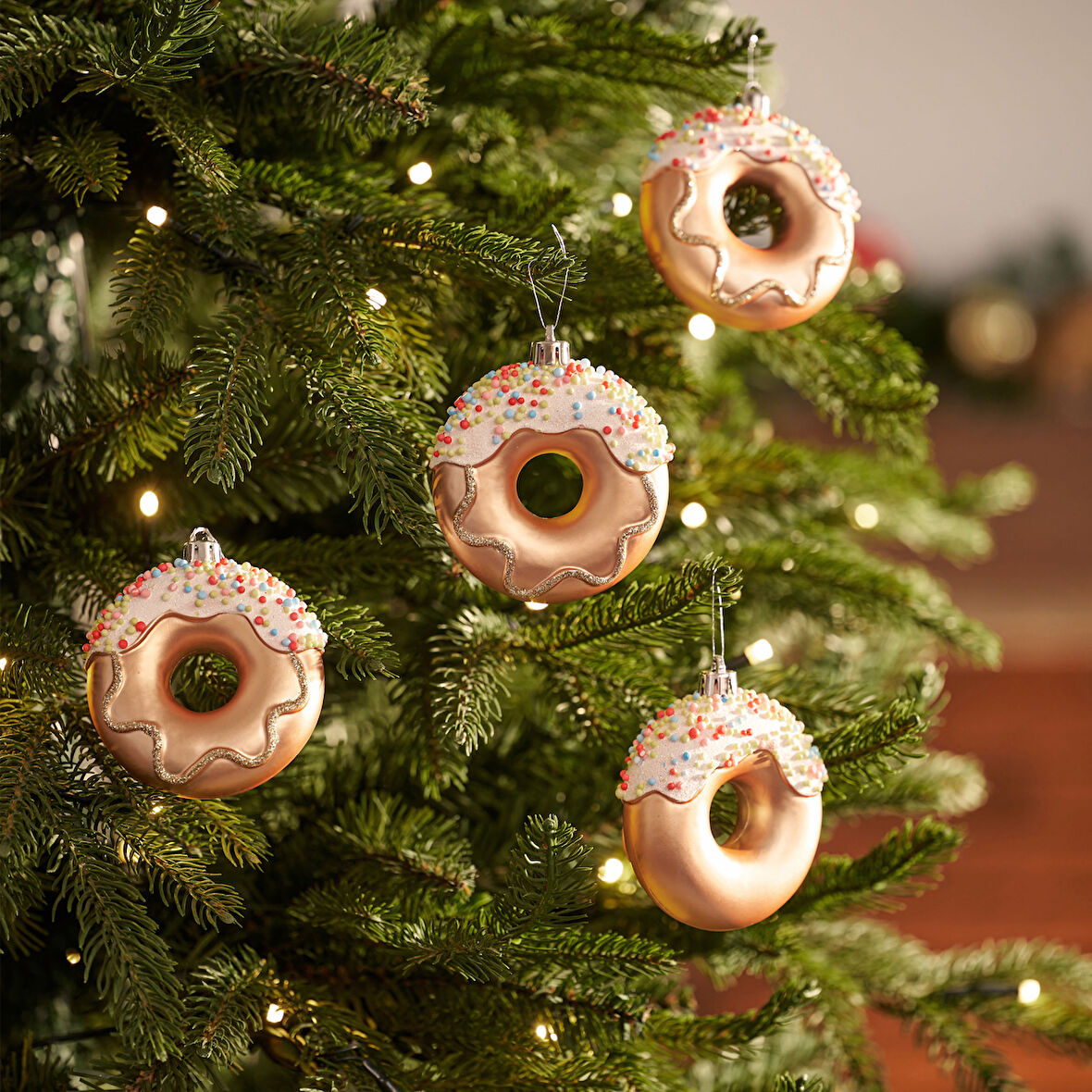 Karaca New Year Yılbaşı 2'li Set Donut Ağaç Süsü Pembe  8.5 cm