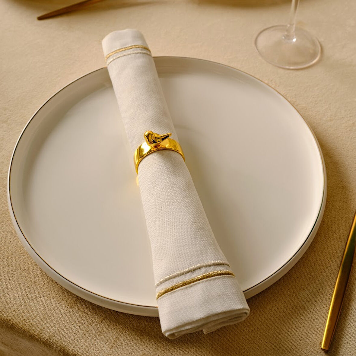 Karaca Home Bird 4'lü Peçete Yüzüğü Gold