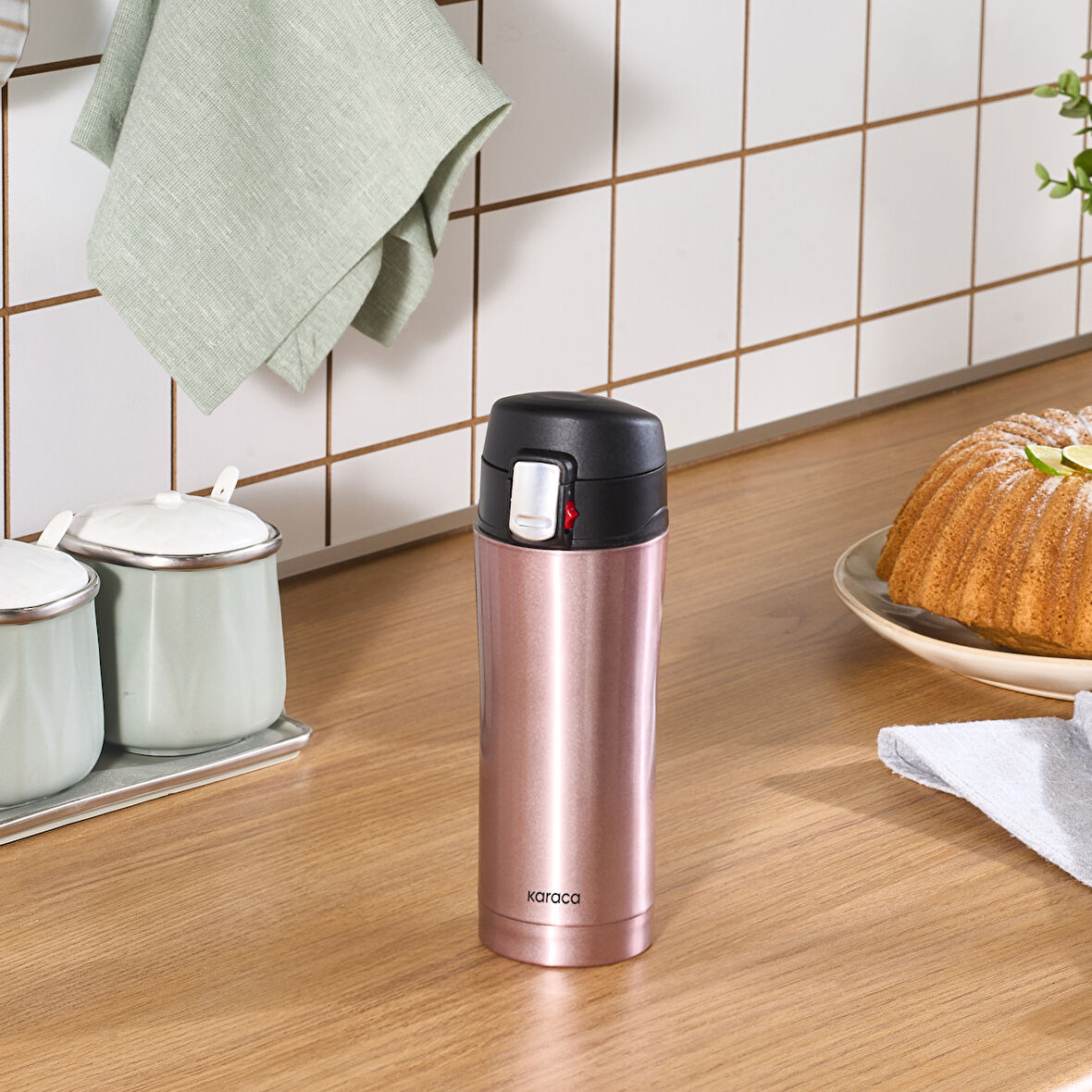 Karaca Pluton Çelik Sızdırmaz Termos Rose Gold 450 ml