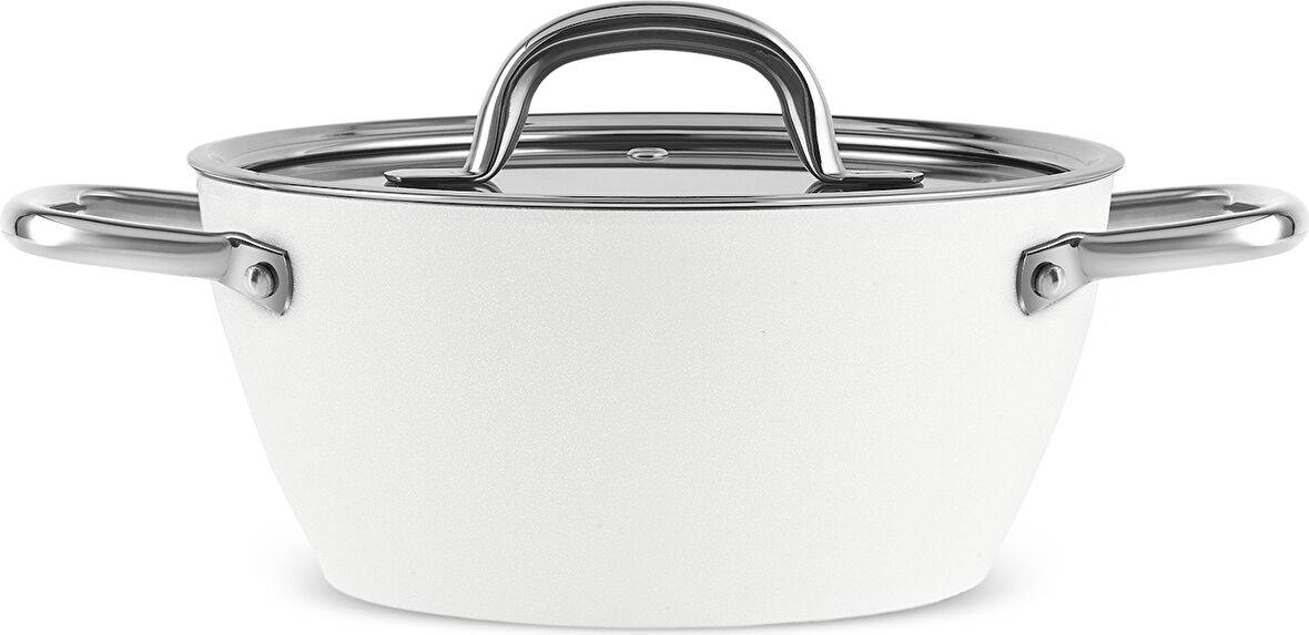 Karaca x Refika Birgül Swiss Crystal Metal Kulplu Tencere 24 Cm Creamy