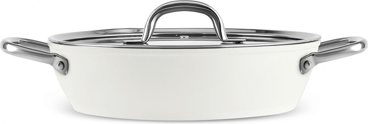 Karaca x Refika Birgül Swiss Crystal Metal Kulplu Karnıyarık Tenceresi 26 Cm Creamy