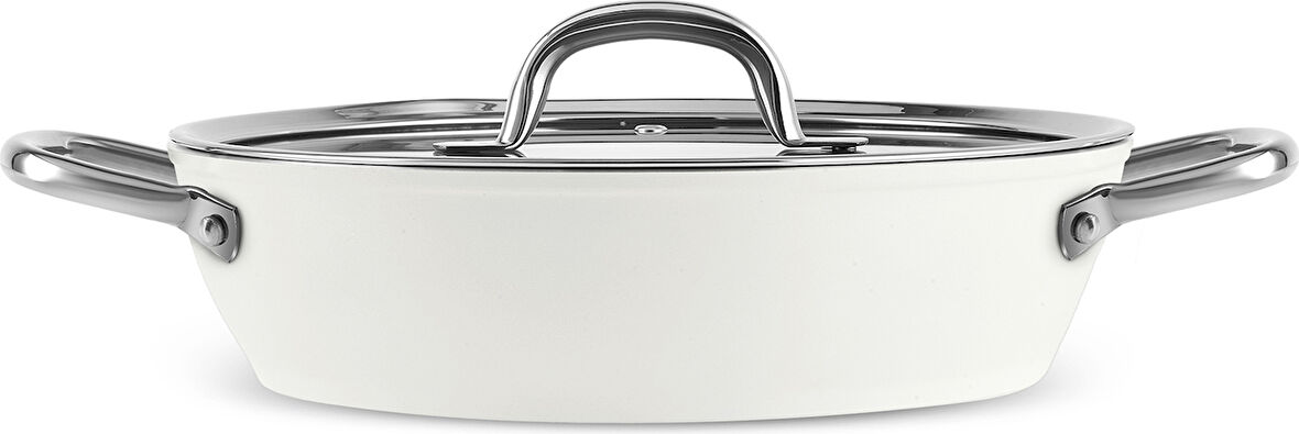 Karaca x Refika Birgül Swiss Crystal Metal Kulplu Karnıyarık Tencere 30 Cm Creamy