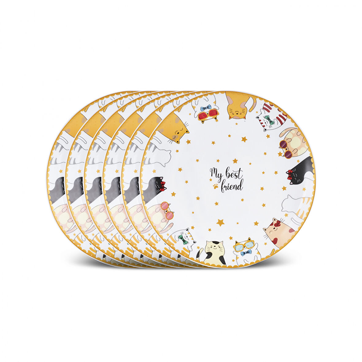 Karaca Cat Cake 6 Parça Opal Cam Pasta Seti 19 cm