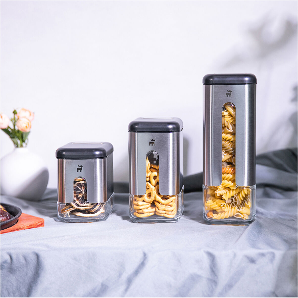 Shinex Inox 3 Parça Cam Saklama Kabı Seti