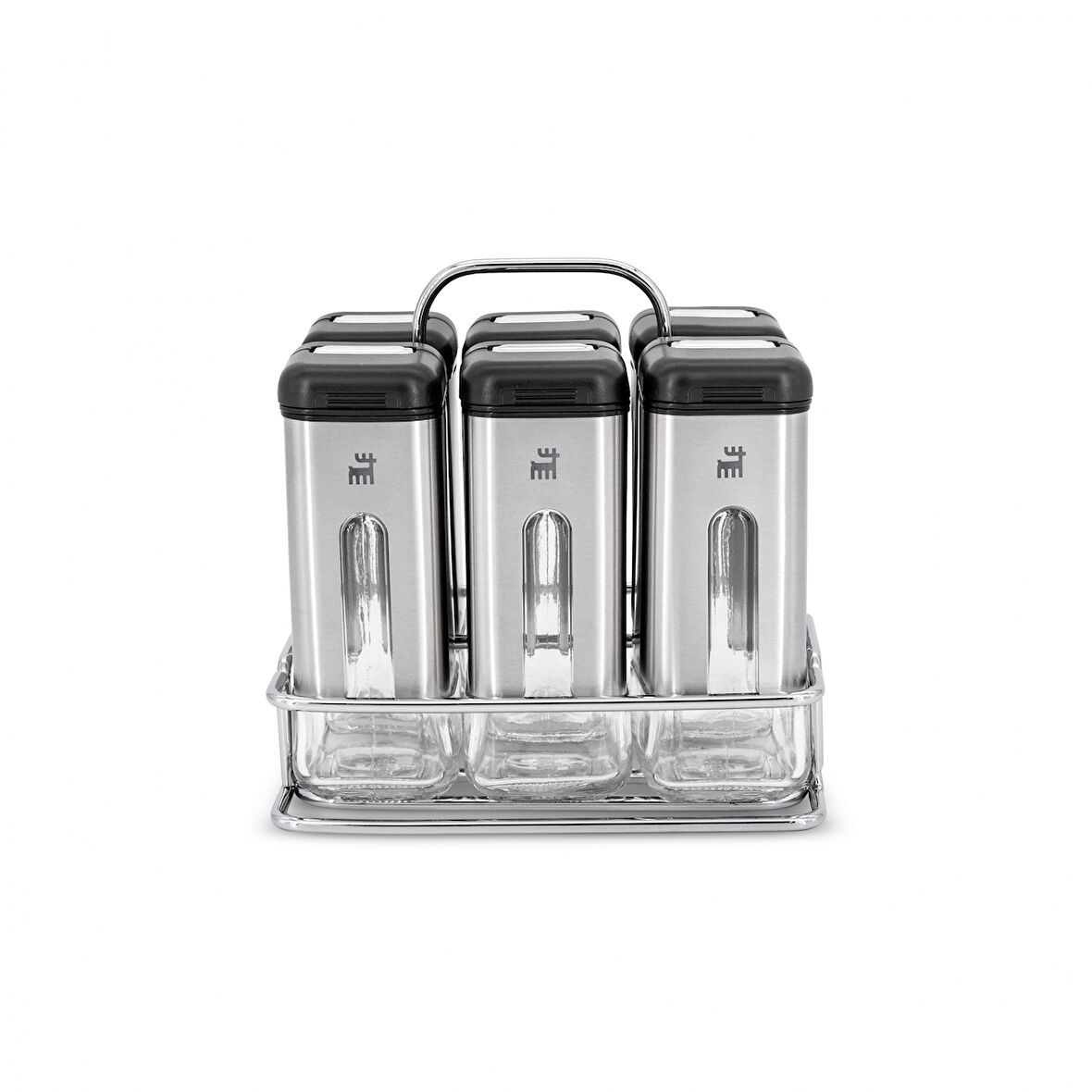 Shinex Inox Standlı 7 Parça Cam Baharat Seti 100 Ml