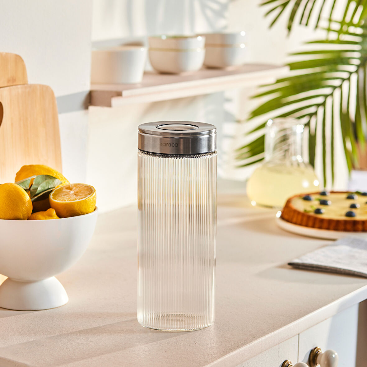 Karaca Ripple Inox Cam Saklama Kabı 1300 ml