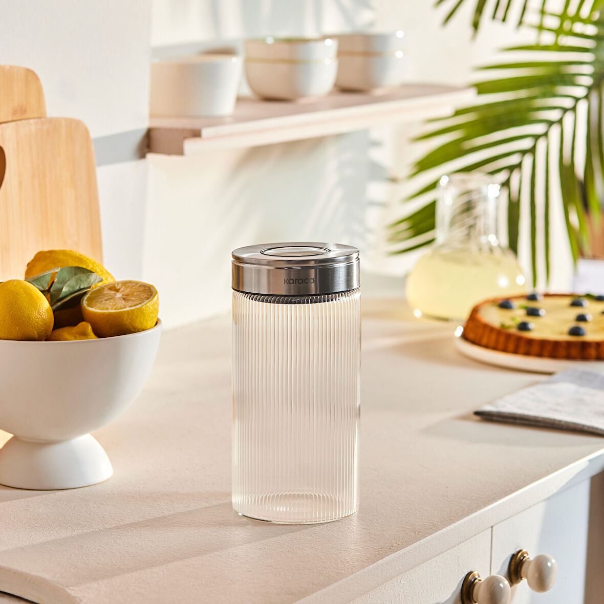 Karaca Ripple Inox Cam Saklama Kabı 1000 ml