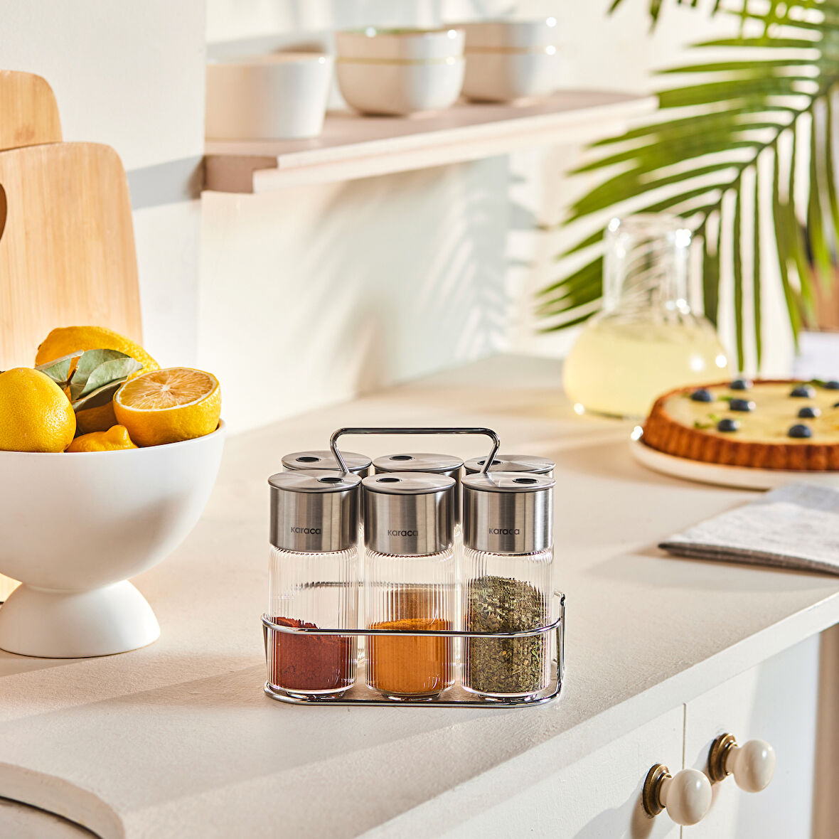 Karaca Ripple 7 Parça Standlı Baharat Seti Inox