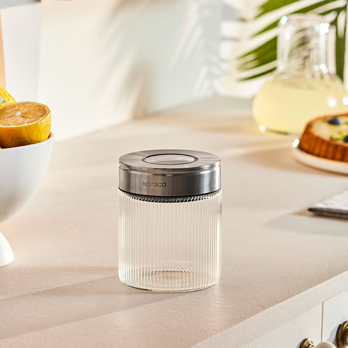 Karaca Ripple Inox Cam Saklama Kabı 450 ml