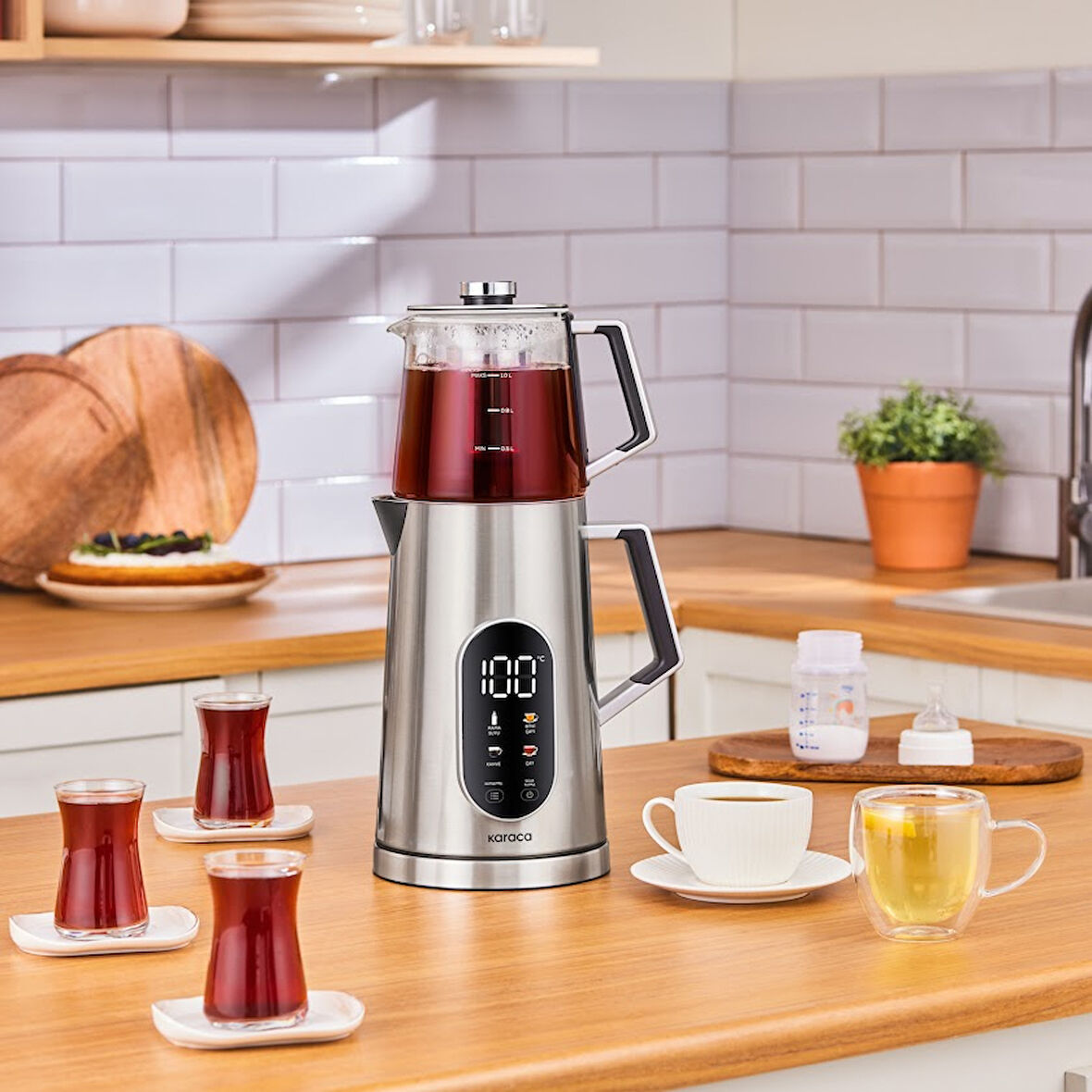 Karaca Cool Touch 1503 Dijital Çift Cidarlı Çay Makinesi Inox