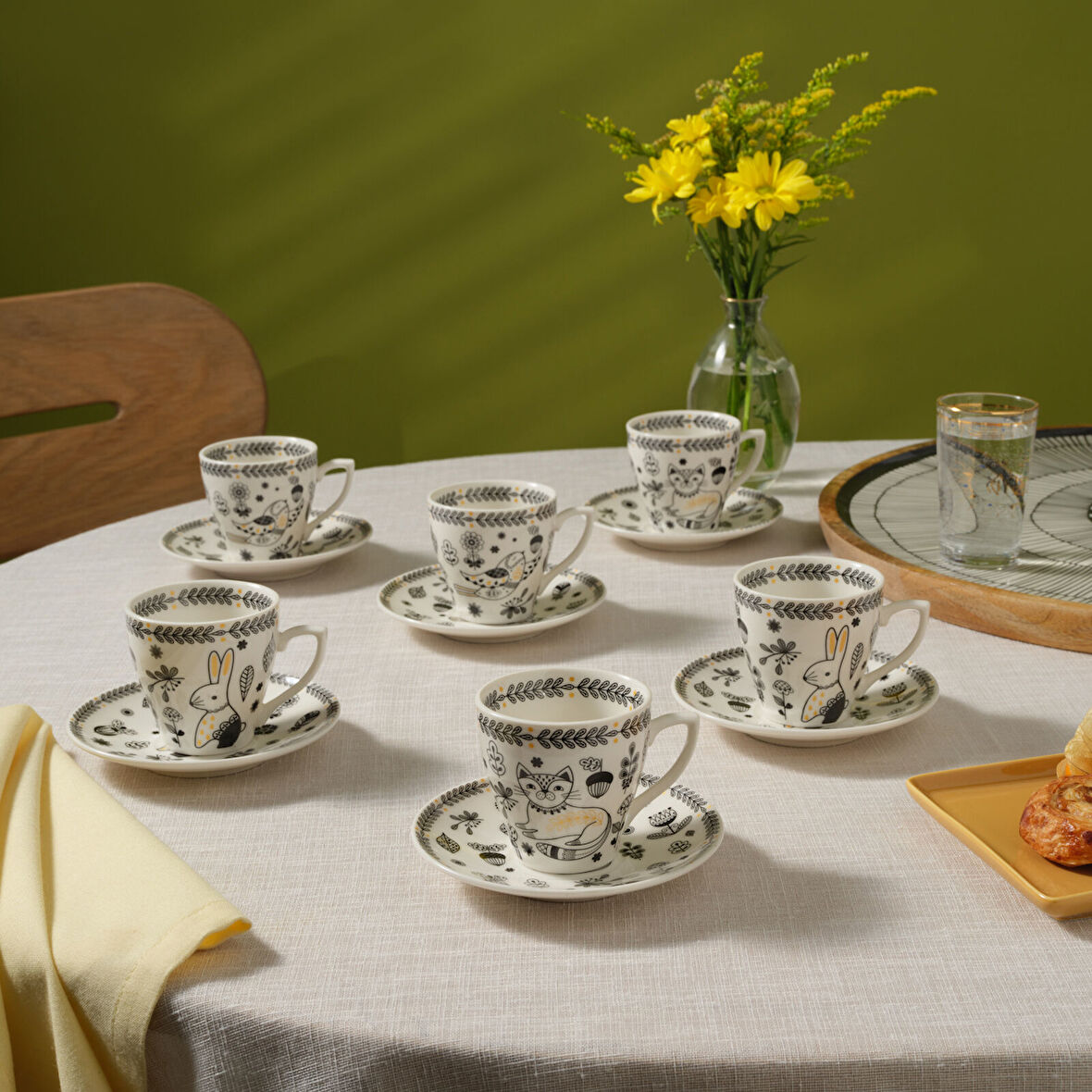 Karaca Animal Garden 6 Kişilik Kahve Fincan Takımı 90 ml