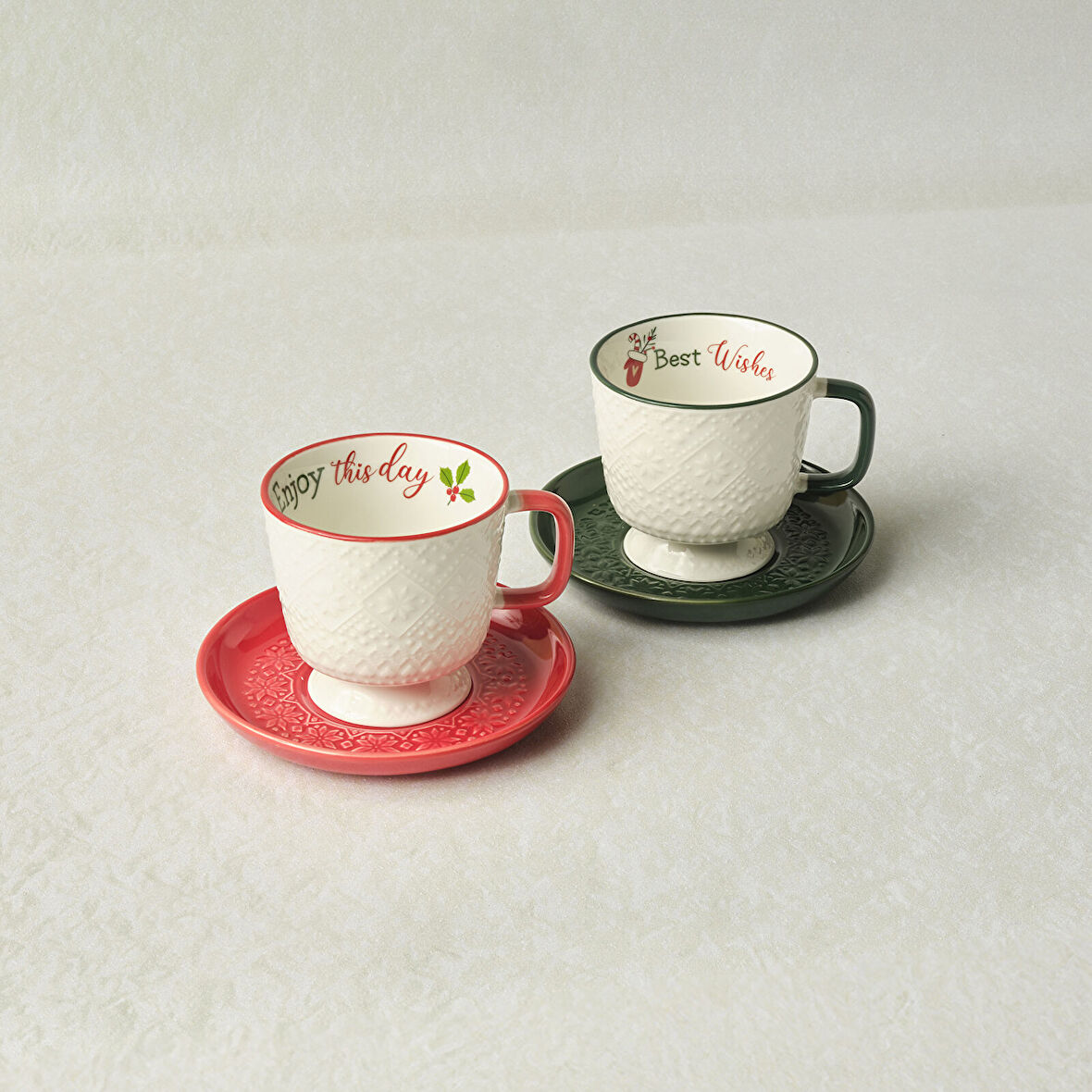 Karaca New Year Yılbaşı Snowflake 2 Kişilik Çay / Kahve Fincan Takımı 230 ml