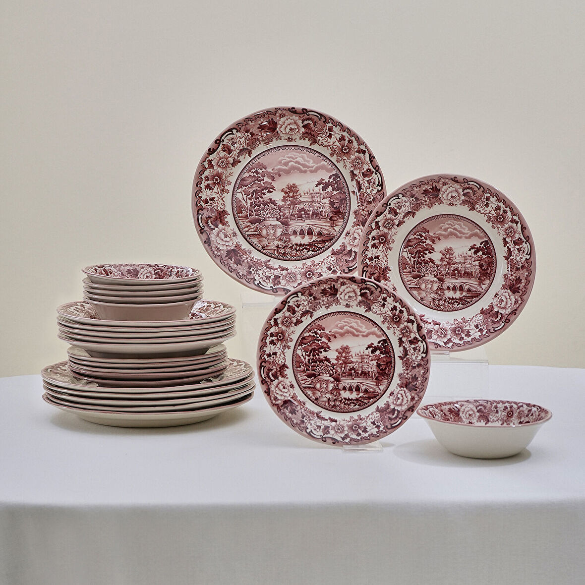 Karaca Old Town 24 Parça 6 Kişilik Yemek Takımı Bordo