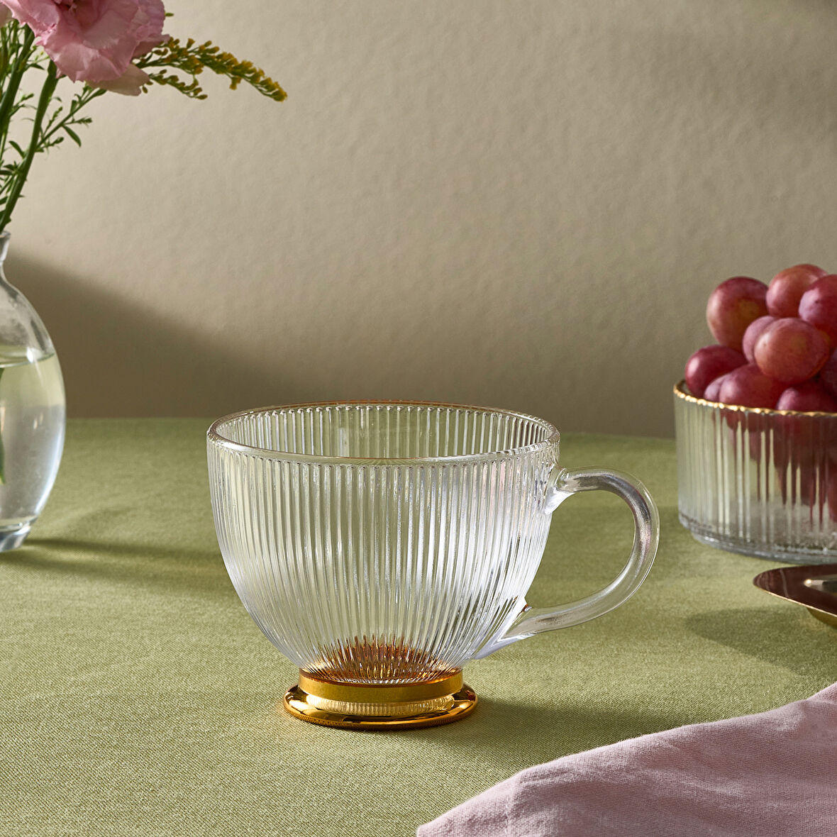 Karaca Esin Çizgili Cam Mug 420 ml