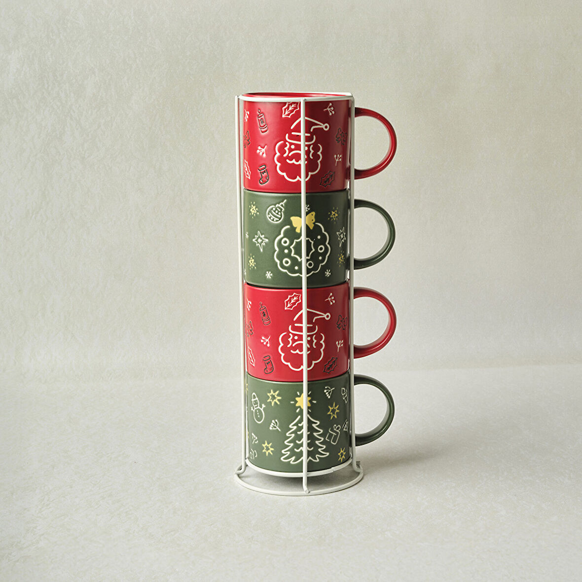 Karaca New Year Yılbaşı Angel 4 Kişilik Standlı Kupa Seti 540 ml 