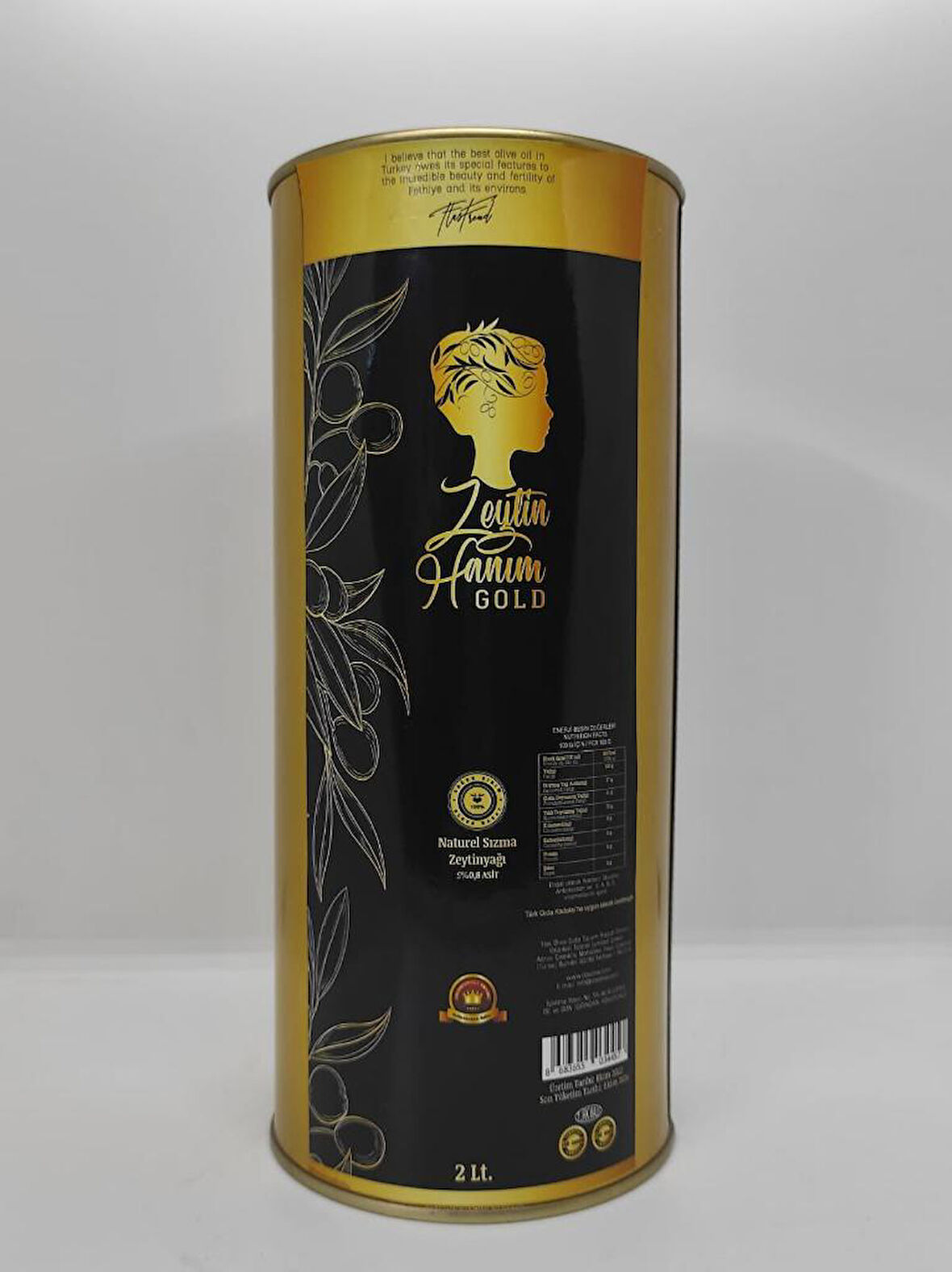 Zeytin Hanım Gold Soğuk Sıkım / Olgun Hasat / Natürel Sızma Zeytinyağı  (<=0.8 Asit) - 2lt