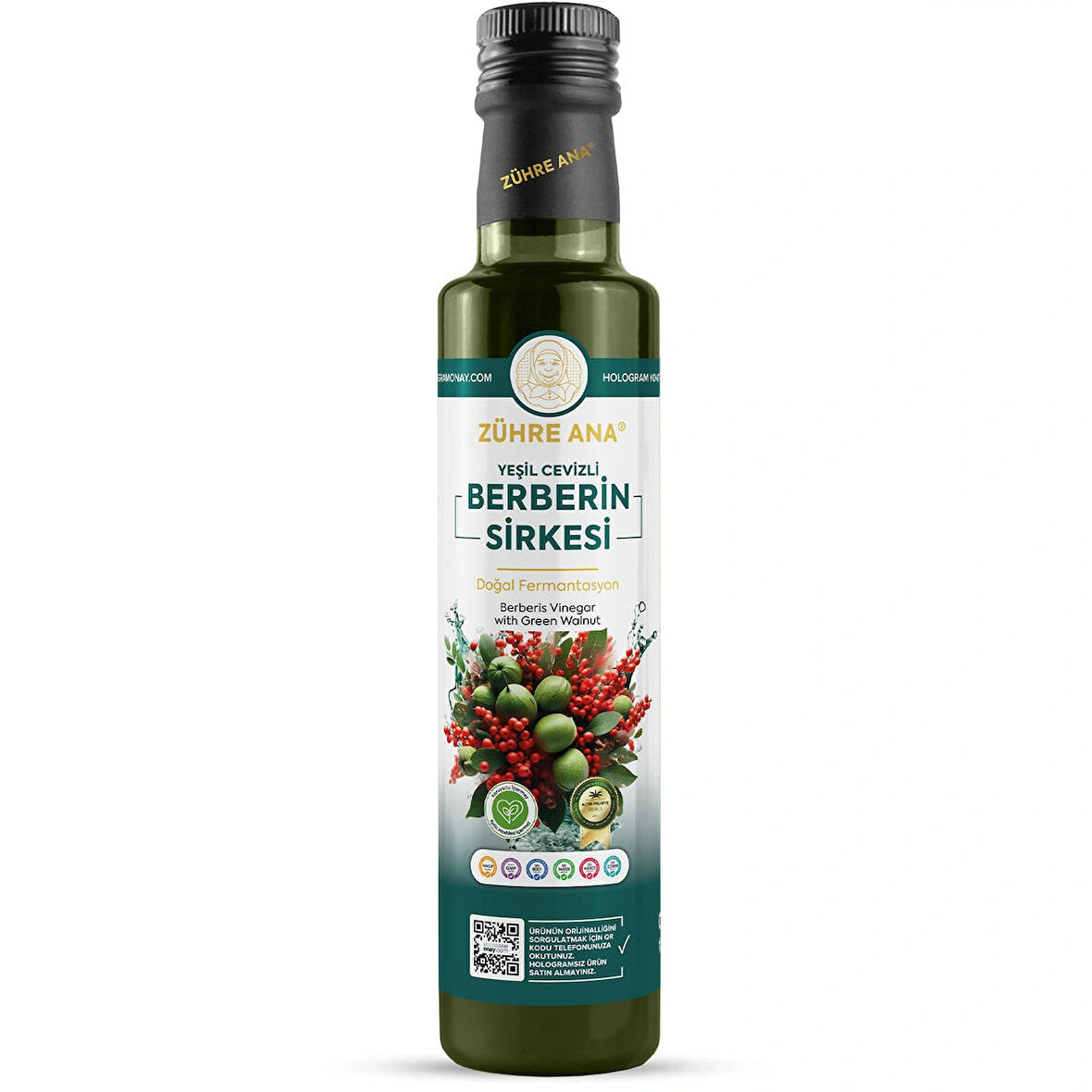 Yeşil Cevizli Berberin Sirkesi Doğal Fermantasyon Berberis Vinegar with Green Walnut 500 Ml