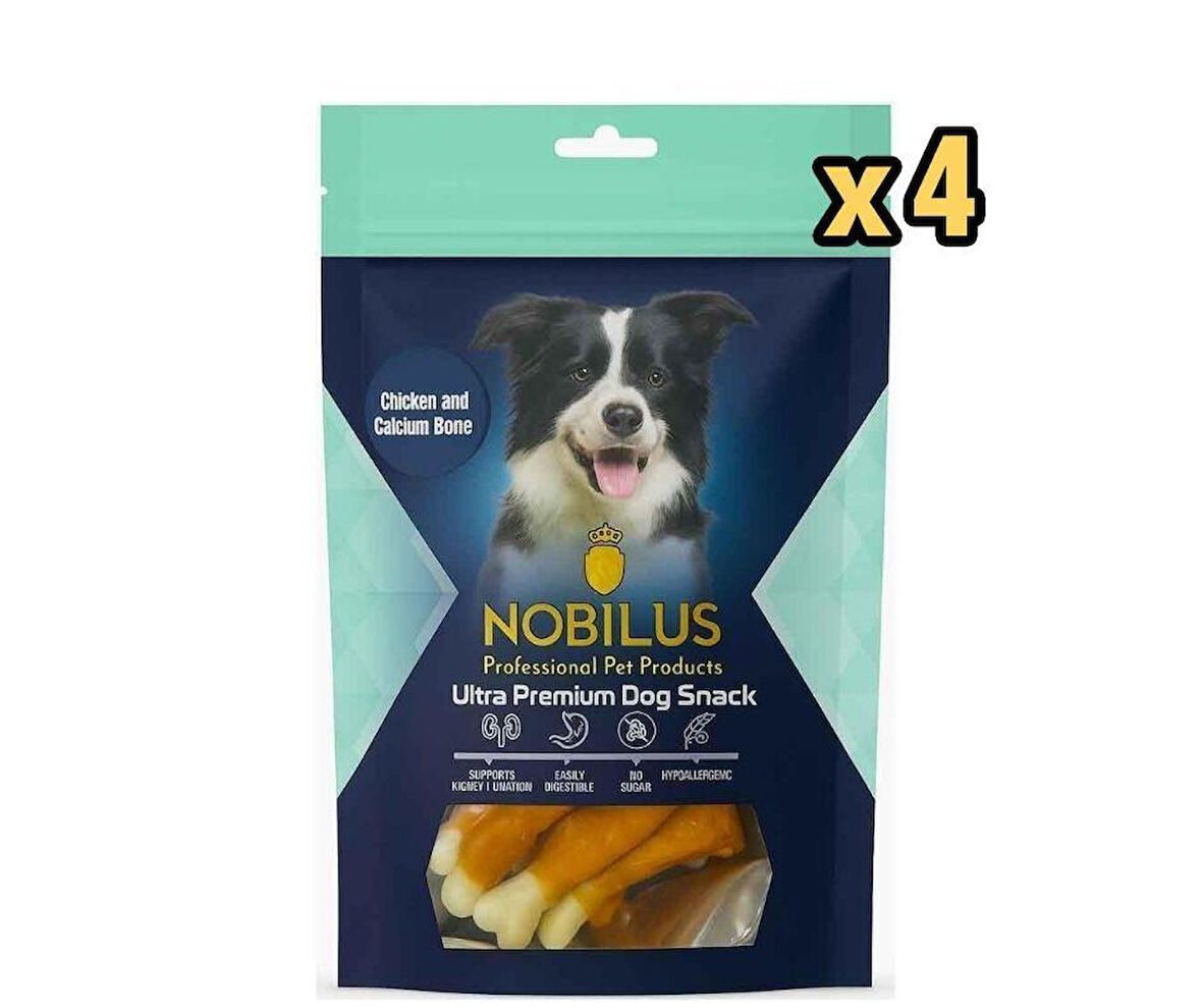 Nobilus Köpek Ödül Maması Tavuk ve Kalsiyum Kemikli Sargı 80 Gr x 4 Adet