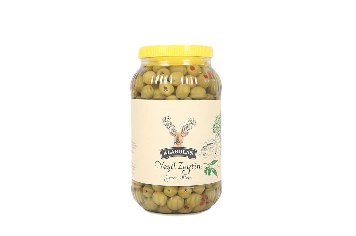 Alabolan Kırmızı Biberli Yeşil Zeytin 2 Kg