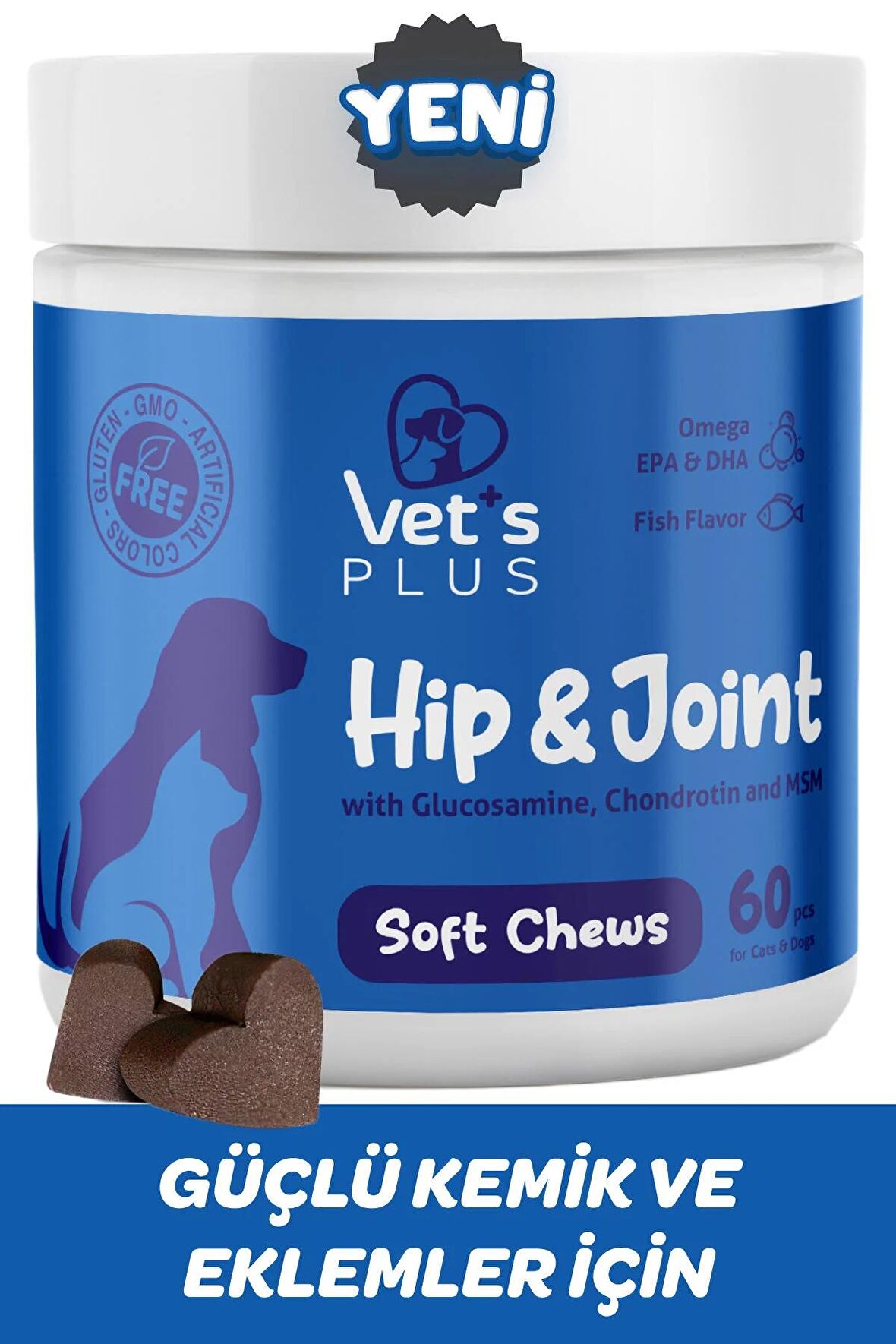 Vet's Plus Hip&Joint 60'lı Kedi ve Köpekler için Eklem Destekleyici Çiğnenebilir Tablet