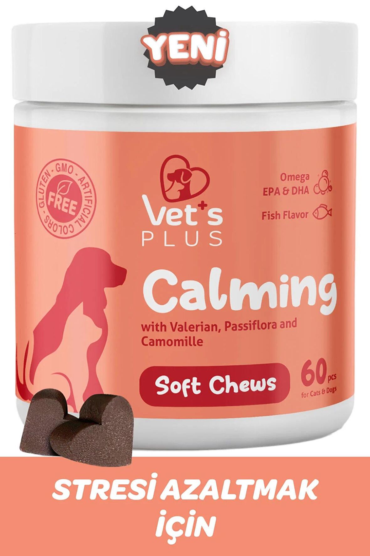 Vet's Plus Calming Kedi ve Köpekler için Sakinleştirici 60'lı Çiğnenebilir Tablet