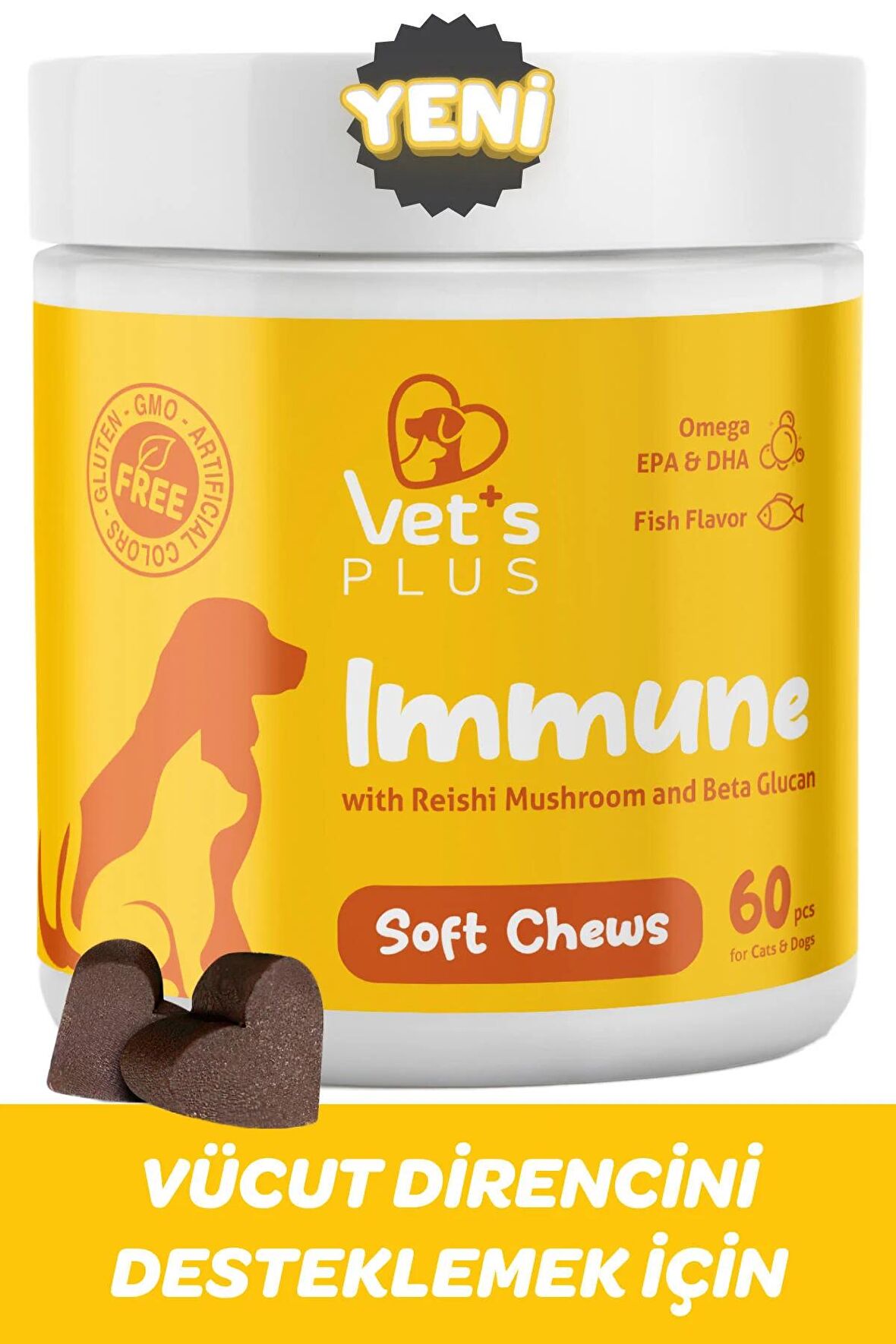 Vet's Plus Immune Çiğnenebilir Tablet 60'lı (Kedi ve Köpekler için Bağışıklık Sistemi Destekleyici)